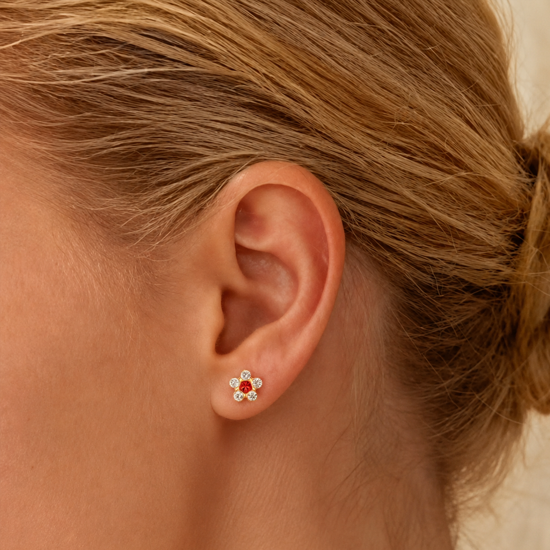 Aretes margarita roja - Imagen 2