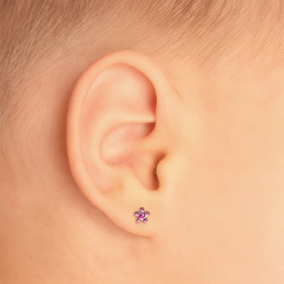 Aretes floral rosa - Imagen 2